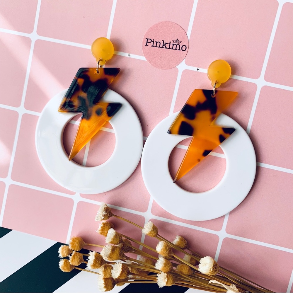 Thunder Cream Acrylic Earrings